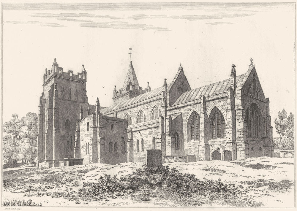 DEVON. Church Ottery St Mary 1822 old antique vintage print picture